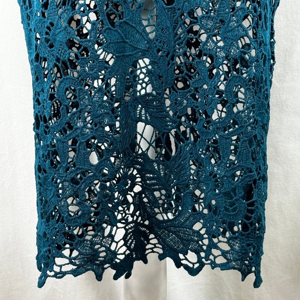 Beautiful! NWT LUSH Teal Blue Green Lace Midi Dress Size Large - Picture 6 of 16